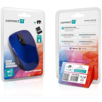 CONNECT IT CMO-2230-BL - Bezdrôtová tichá myš MUTE 1200 DPI 1xAA čierna/modrá