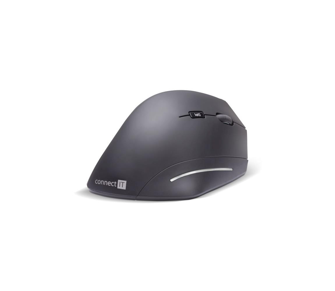 CONNECT IT CMO-2510-BK - Ergonomická bezdrôtová myš Verti Wireless 800/1200/1600 DPI 2xAAA CMO-2510-BK