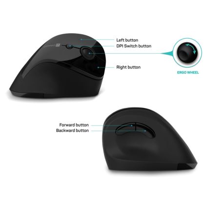 CONNECT IT CMO-2700-BK - Ergonomická bezdrôtová myš 800/1200/1600 DPI 1xAA čierna