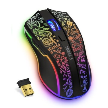 CONNECT IT CMO-3530-DD - LED RGB Bezdrôtová nabíjacia herná myš 800/1200/1600/2400/4800 DPI 600 mAh čierna