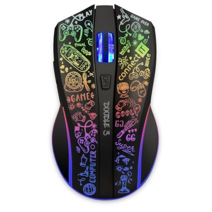 CONNECT IT CMO-3530-DD - LED RGB Bezdrôtová nabíjacia herná myš 800/1200/1600/2400/4800 DPI 600 mAh čierna