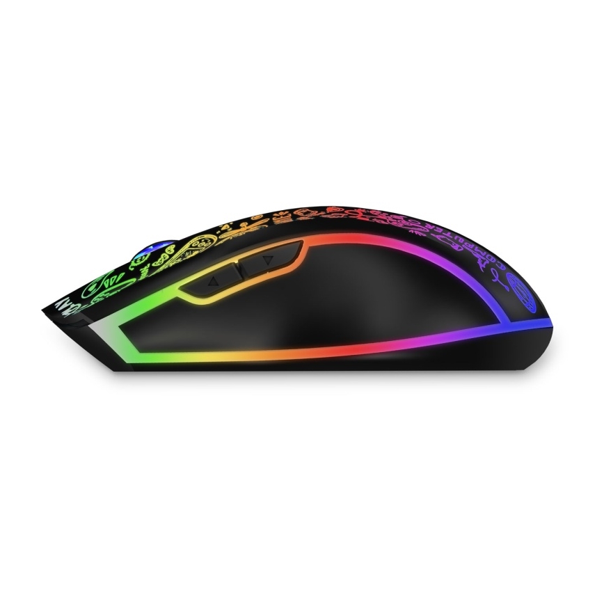 CONNECT IT CMO-3530-DD - LED RGB Bezdrôtová nabíjacia herná myš 800/1200/1600/2400/4800 DPI 600 mAh čierna