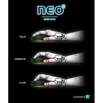 CONNECT IT CMO-3589-BK - LED RGB Káblová herná myš 200-7200 DPI čierna