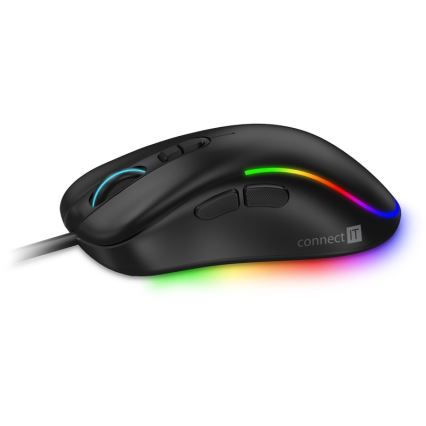 CONNECT IT CMO-3589-BK - LED RGB Káblová herná myš 200-7200 DPI čierna