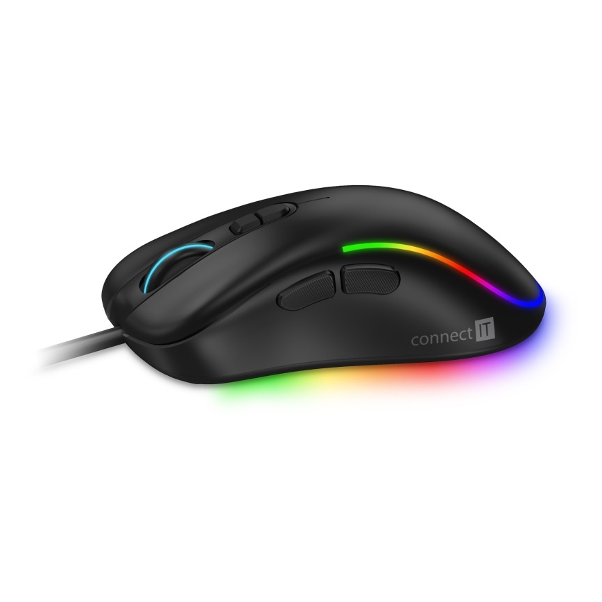 CONNECT IT CMO-3589-BK - LED RGB Káblová herná myš 200-7200 DPI čierna