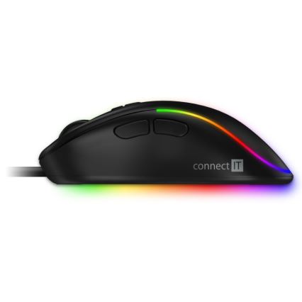 CONNECT IT CMO-3589-BK - LED RGB Káblová herná myš 200-7200 DPI čierna