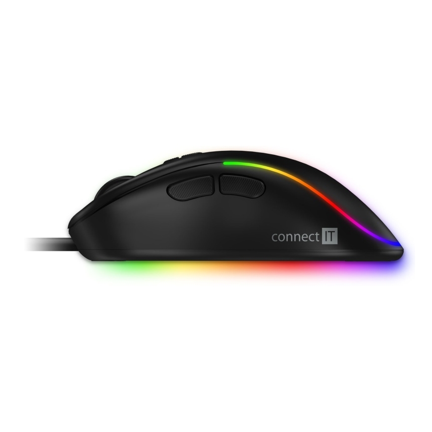 CONNECT IT CMO-3589-BK - LED RGB Káblová herná myš 200-7200 DPI čierna