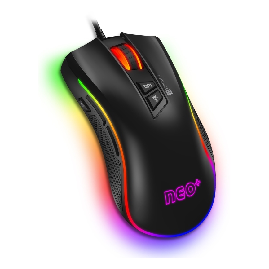CONNECT IT CMO-3591-BK - LED RGB Káblová herná myš 500-7200 DPI čierna