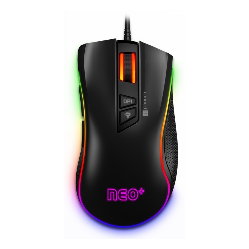 CONNECT IT CMO-3591-BK - LED RGB Káblová herná myš 500-7200 DPI čierna