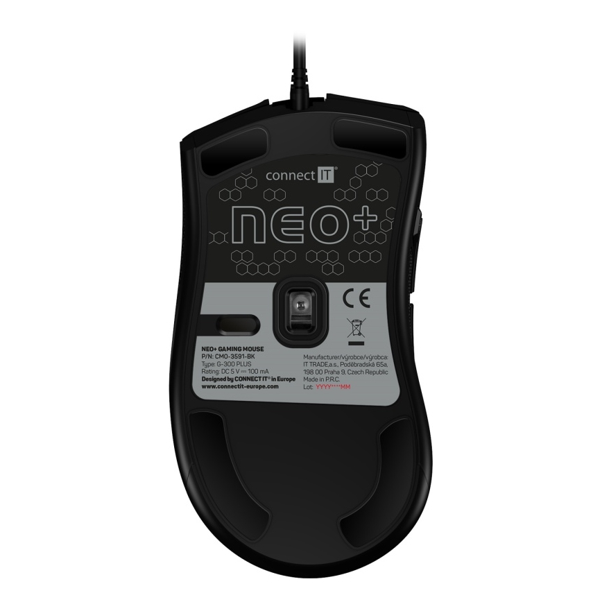 CONNECT IT CMO-3591-BK - LED RGB Káblová herná myš 500-7200 DPI čierna