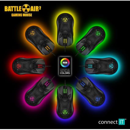 CONNECT IT CMO-5511-BK - LED RGB Káblová herná myš 200-12800 DPI čierna