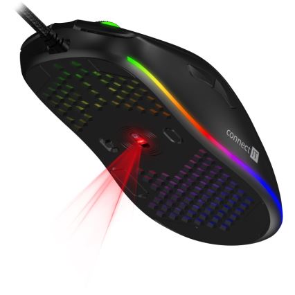 CONNECT IT CMO-5511-BK - LED RGB Káblová herná myš 200-12800 DPI čierna