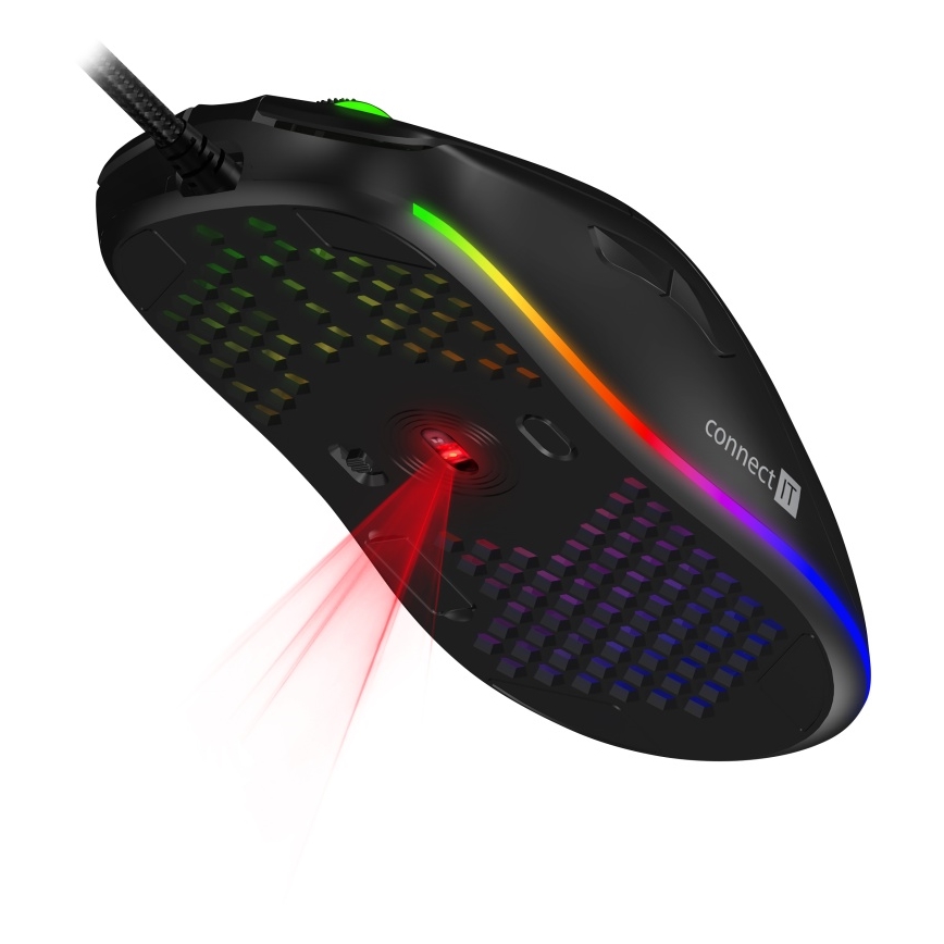CONNECT IT CMO-5511-BK - LED RGB Káblová herná myš 200-12800 DPI čierna