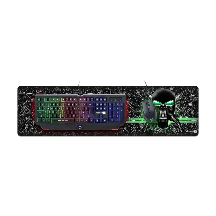 CONNECT IT CMP-1110-LG - Podložka pod klávesnicu a myš 88,6x24,5 cm čierna/zelená