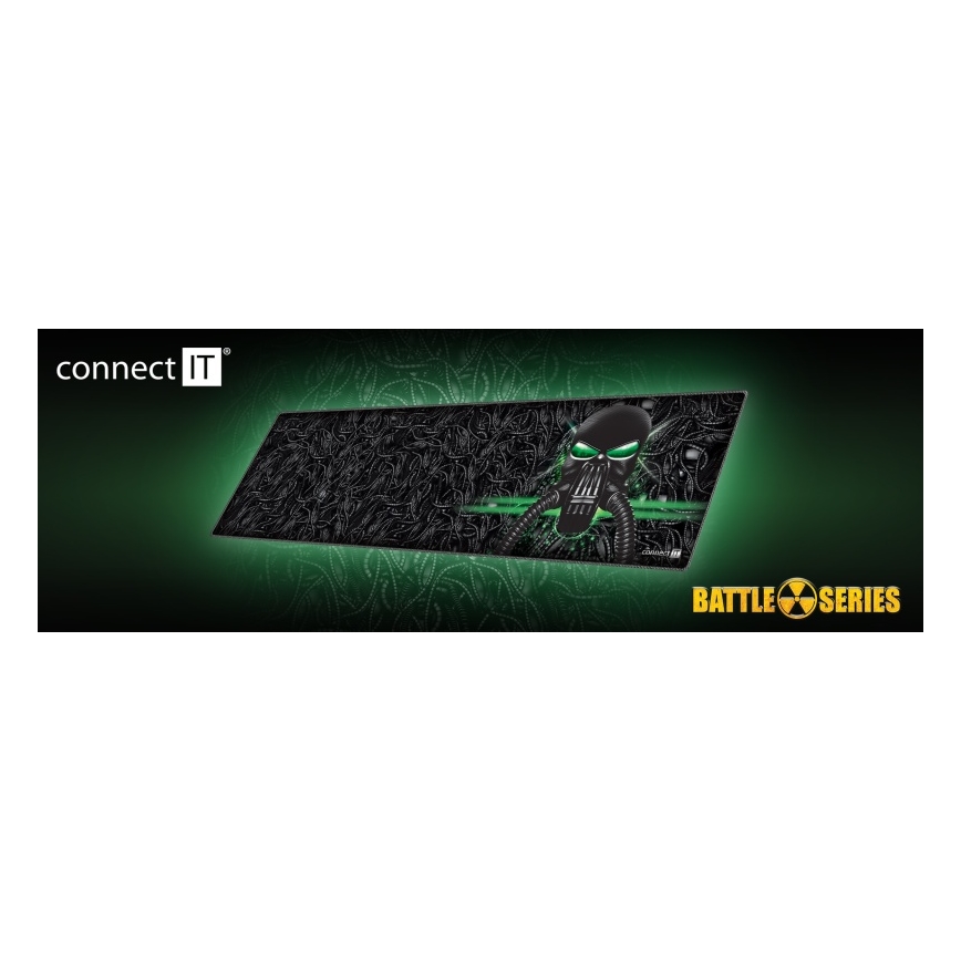 CONNECT IT CMP-1110-LG - Podložka pod klávesnicu a myš 88,6x24,5 cm čierna/zelená