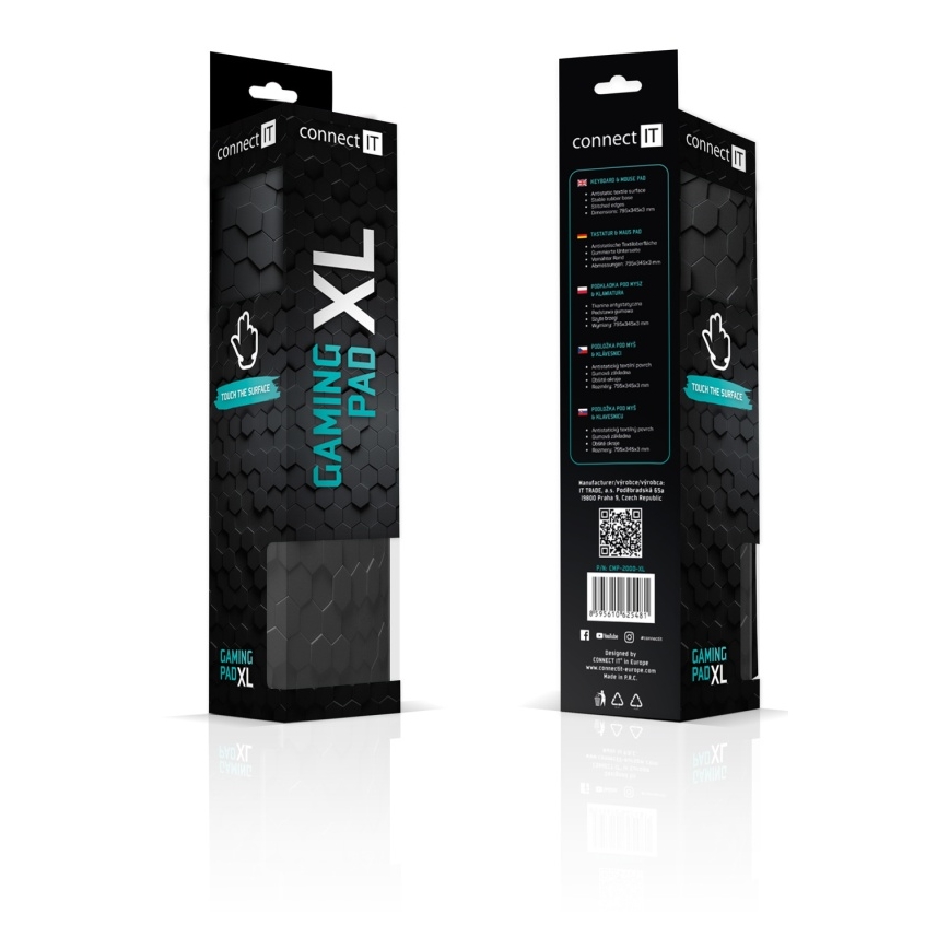 CONNECT IT CMP-2000-XL - Podložka pod klávesnicu a myš 79,5x34,5 cm čierna