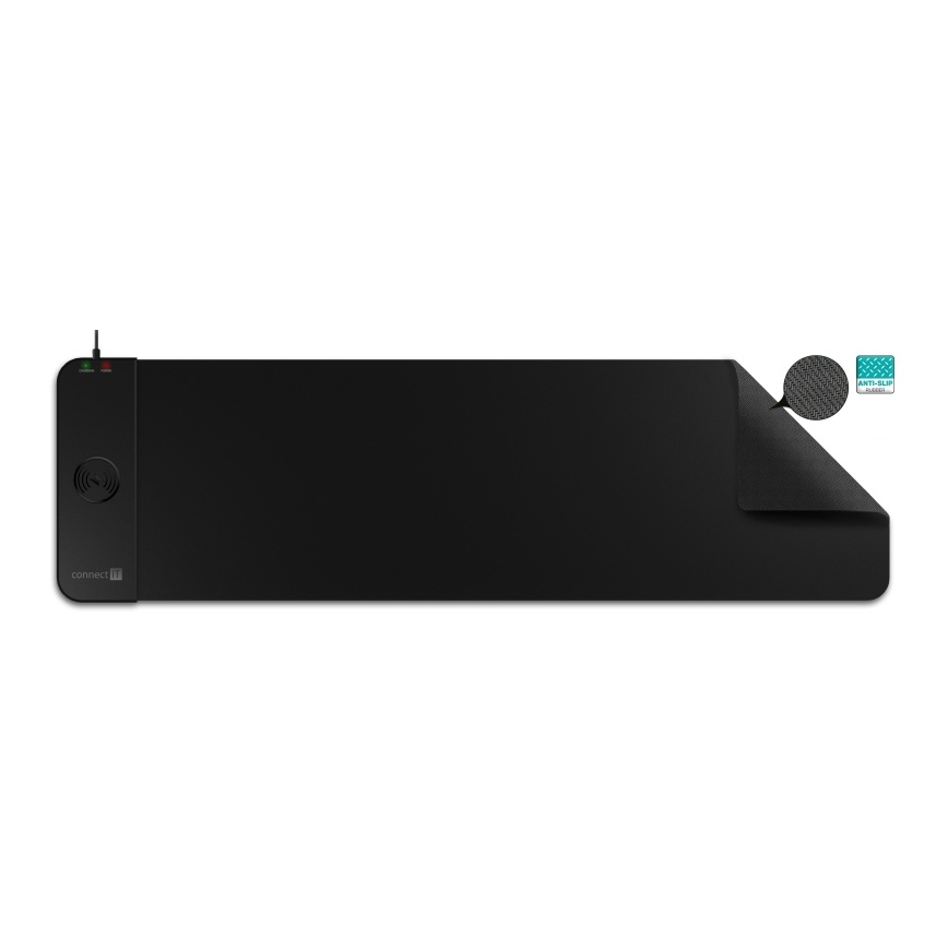 CONNECT IT CMP-2500-LG - Podložka pod klávesnicu a myš s Qi bezdrôtovým nabíjaním 80x30 cm čierna