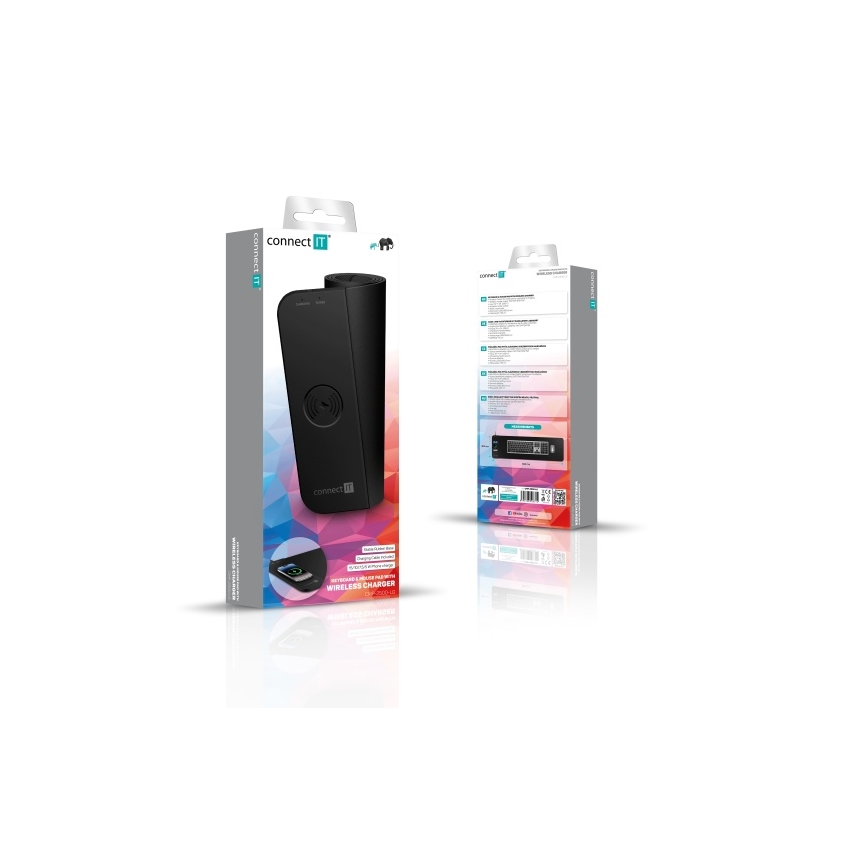 CONNECT IT CMP-2500-LG - Podložka pod klávesnicu a myš s Qi bezdrôtovým nabíjaním 80x30 cm čierna
