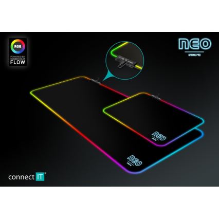 CONNECT IT CMP-3100-LG - LED RGB Herná podložka pod klávesnicu a myš 80x30 cm čierna