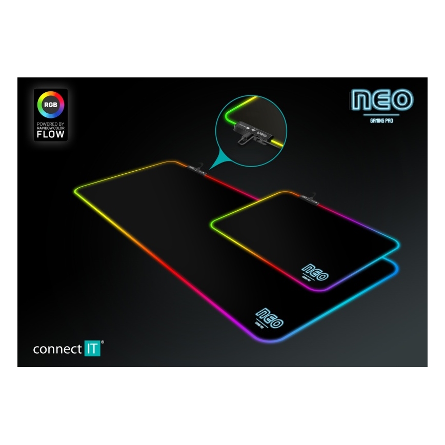 CONNECT IT CMP-3100-LG - LED RGB Herná podložka pod klávesnicu a myš 80x30 cm čierna