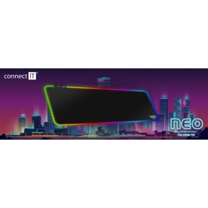 CONNECT IT CMP-3100-LG - LED RGB Herná podložka pod klávesnicu a myš 80x30 cm čierna