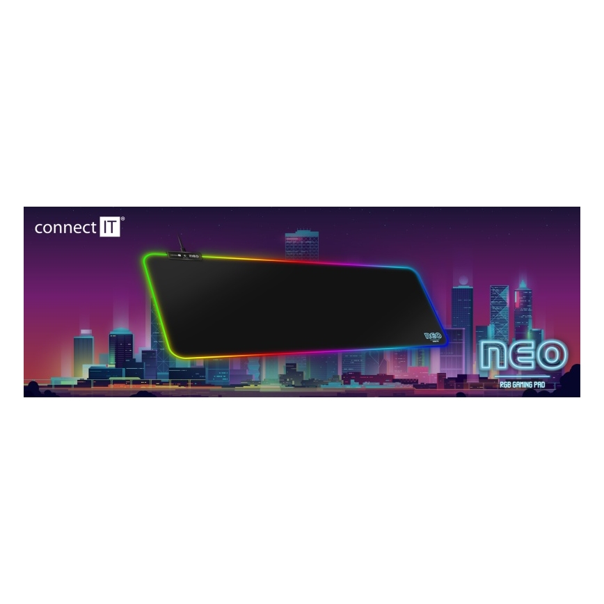 CONNECT IT CMP-3100-LG - LED RGB Herná podložka pod klávesnicu a myš 80x30 cm čierna