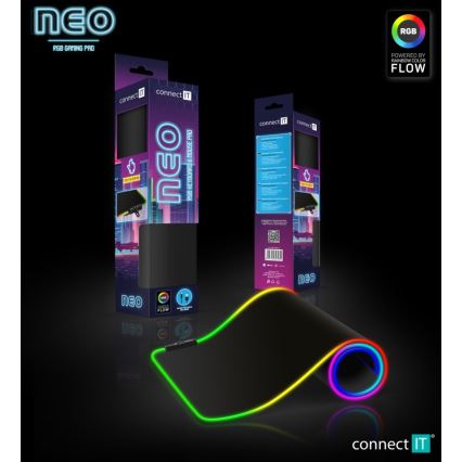 CONNECT IT CMP-3100-LG - LED RGB Herná podložka pod klávesnicu a myš 80x30 cm čierna