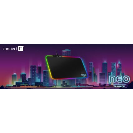 CONNECT IT CMP-3100-SM - LED RGB Herná podložka pod myš 32x24,5 cm čierna