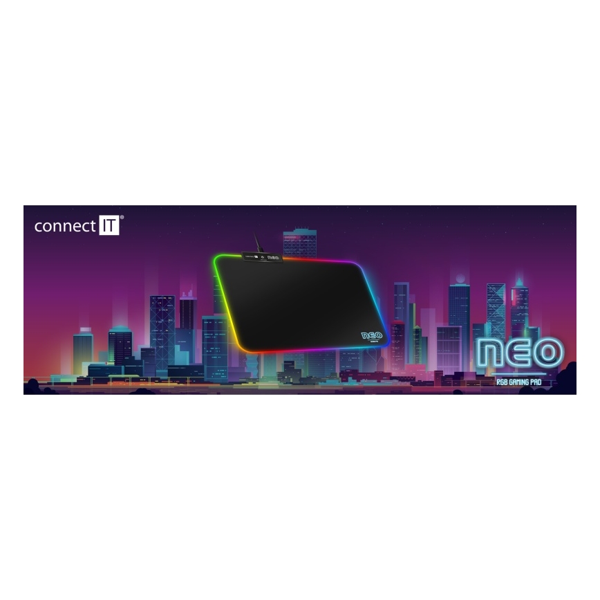 CONNECT IT CMP-3100-SM - LED RGB Herná podložka pod myš 32x24,5 cm čierna