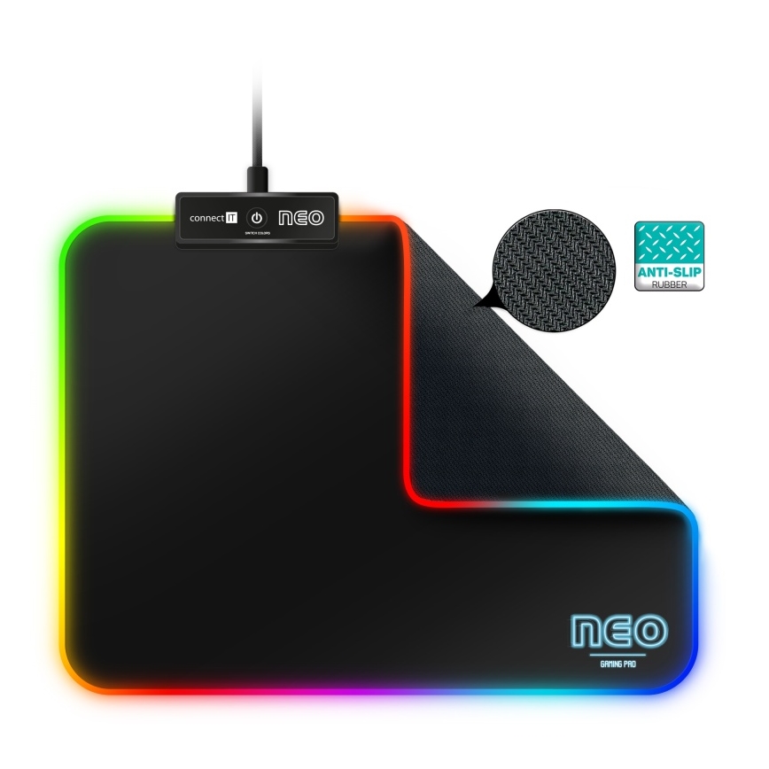 CONNECT IT CMP-3100-SM - LED RGB Herná podložka pod myš 32x24,5 cm čierna
