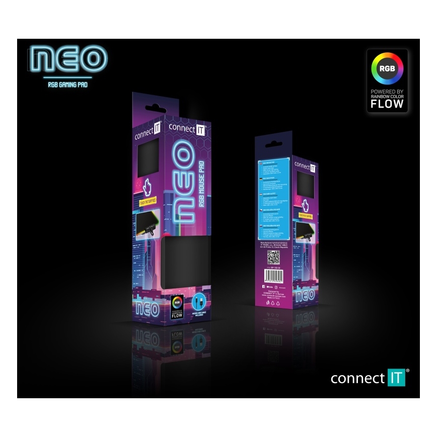 CONNECT IT CMP-3100-SM - LED RGB Herná podložka pod myš 32x24,5 cm čierna