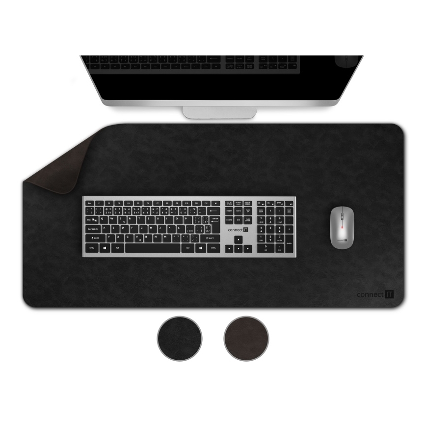 CONNECT IT CMP-4030-LG - Obojstranná podložka pod klávesnicu a myš 90x40 cm čierna/hnedá