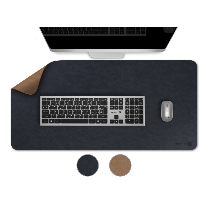 CONNECT IT CMP-4040-LG - Obojstranná podložka pod klávesnicu a myš 90x40 cm modrá/hnedá