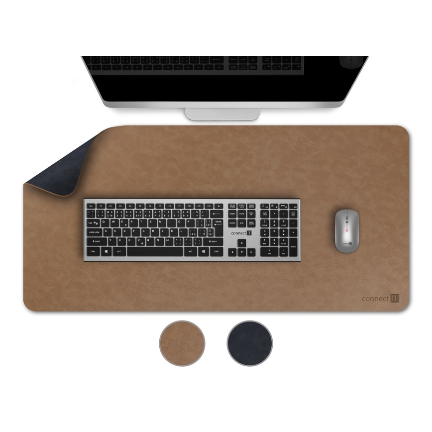 CONNECT IT CMP-4040-LG - Obojstranná podložka pod klávesnicu a myš 90x40 cm modrá/hnedá
