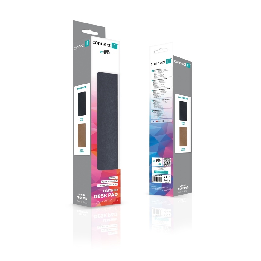 CONNECT IT CMP-4040-LG - Obojstranná podložka pod klávesnicu a myš 90x40 cm modrá/hnedá