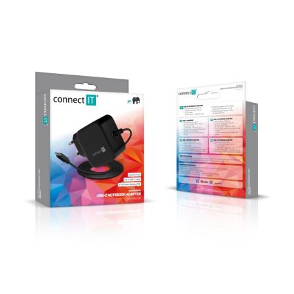 CONNECT IT CNP-1660-BK - Univerzálny napájací adaptér pre notebooky USB-C 67W