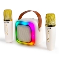 CONNECT IT CSP-1010-BG - LED RGB reproduktor s dvoma bezdrôtovými mikrofónmi, 5 W / 1200 mAh + 2× 400 mAh, krémová/zlatá