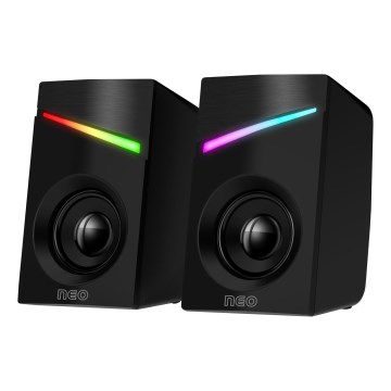 CONNECT IT CSP-1100-BK - SADA 2x LED RGB Herný reproduktor 6W/5V čierna