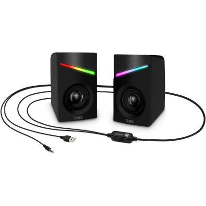 CONNECT IT CSP-1100-BK - SADA 2x LED RGB Herný reproduktor 6W/5V čierna