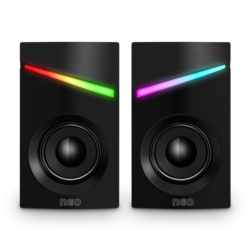 CONNECT IT CSP-1100-BK - SADA 2x LED RGB Herný reproduktor 6W/5V čierna
