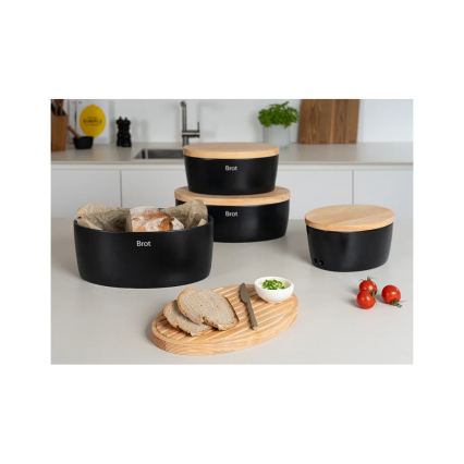 Continenta C3736 - Chlebník s vekom 36x23 cm čierny/gumovník