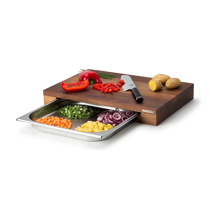 Continenta C4210 - Kuchynská doska na krájanie s misou 39x27 cm orech