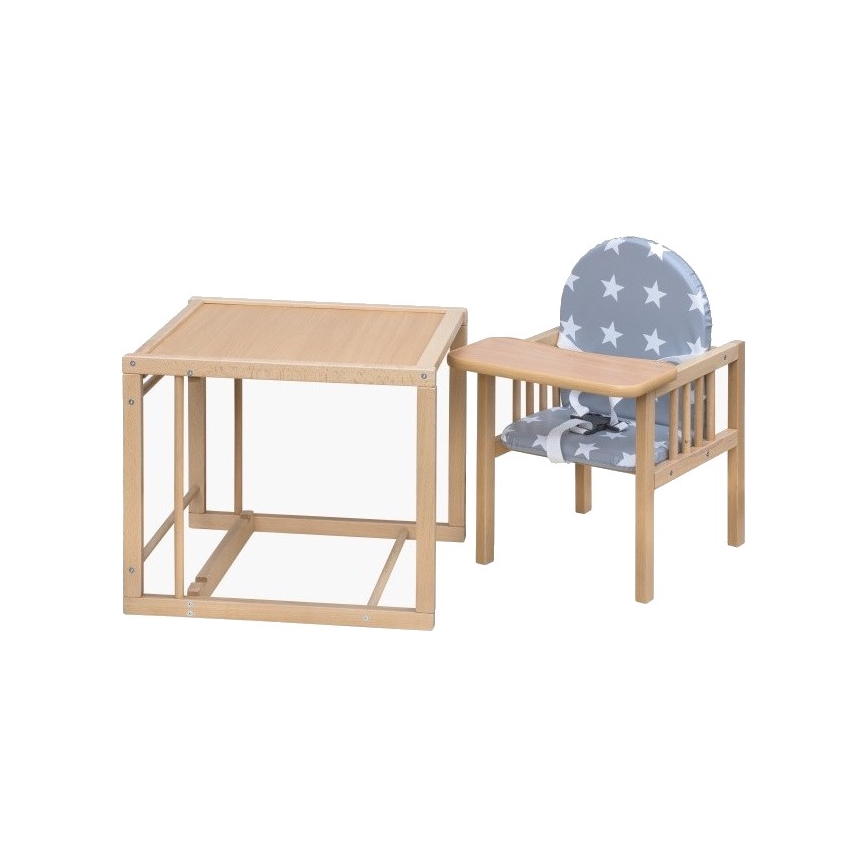 COSING - Detská jedálenská stolička 2v1 Viktoria buk/sivá