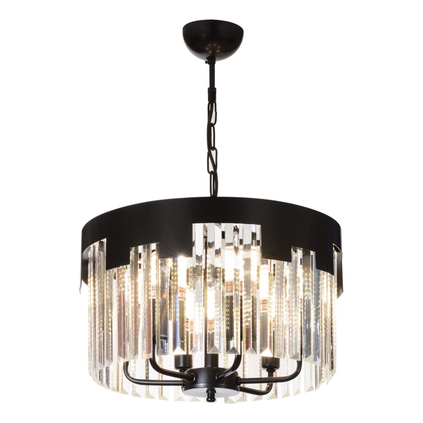 CRYSTALLINE Závesná lampa 6xE27/40W/230V Čierna