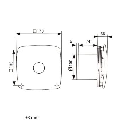 Dalap 41093 - Axiálny ventilátor 100 ONYX 14W/230V