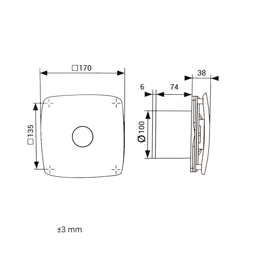 Dalap 41093zw - Axiálny ventilátor s časovačom 100 ONYX ZW 14W/230V