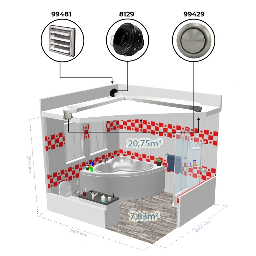 Dalap 8129 - Radiálny potrubný ventilátor TURBINE M 125 62W/230V