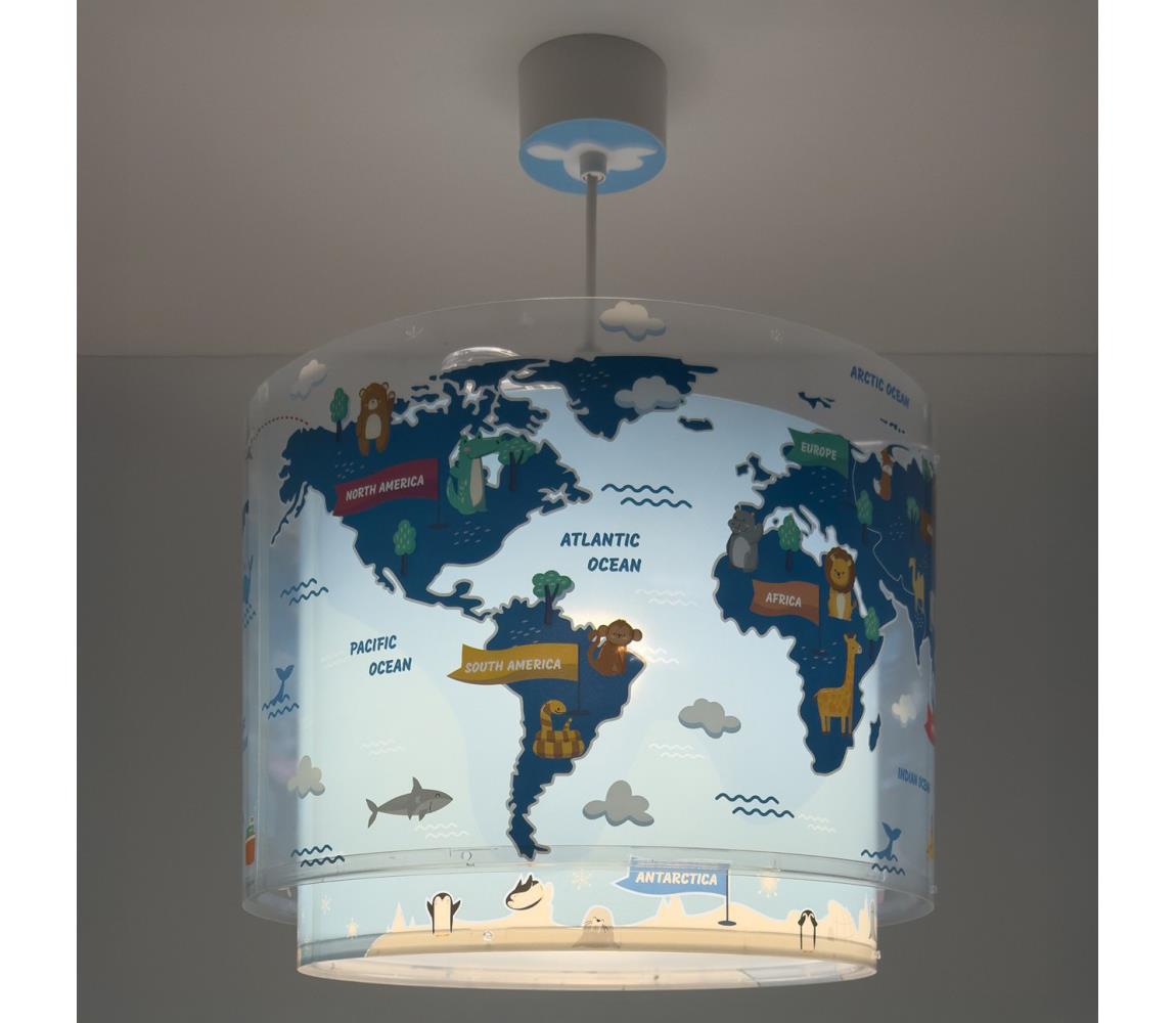 Dalber 40672 - Detský luster WORLD 1xE27/15W/230V modrá 40672M
