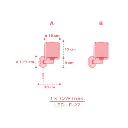 Dalber 41199 - Detská nástenná lampa RAINBOW 1xE27/15W/230V pestrofarebná