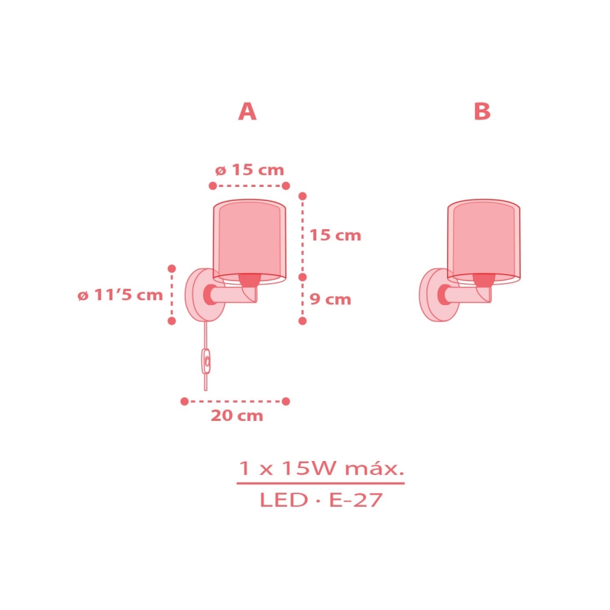 Dalber 41199 - Detská nástenná lampa RAINBOW 1xE27/15W/230V pestrofarebná